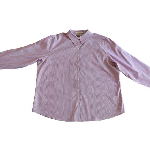 Eddie Bauer Wrinkle Resistant Red & White Stripes Shirt - Picture 4 of 10